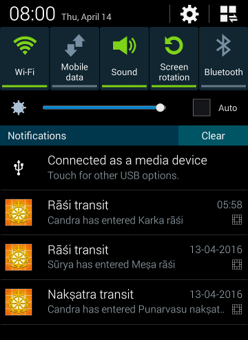Rashi and nakshatra transit notifications